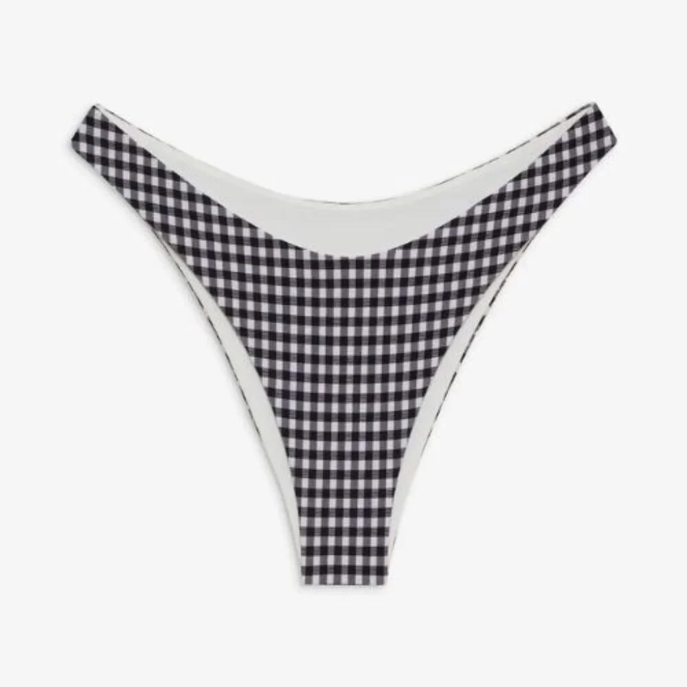 New! Frankie's Bikinis Dove Gingham Bikini Bottom Size Small 51668